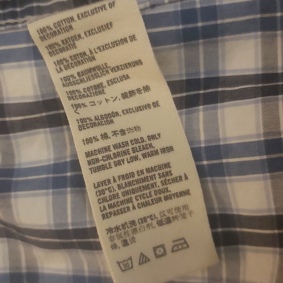 Abercrombie and Fitch Med. men's blue & white plaid long sleeve button down 👕 - Picture 6 of 11